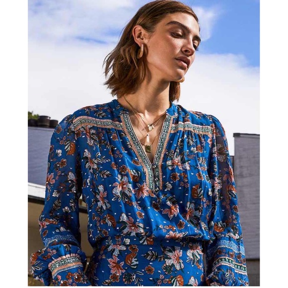 NWT VERONICA BEARD Sama Tiered Floral-print Fil Coupé Silk Georgette Maxi Dress - Picture 3 of 15